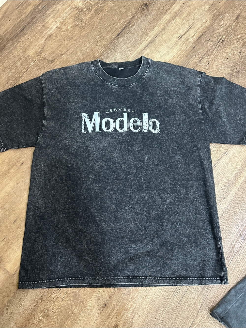 ModelCo Black Mineral-Wash Modelo Logo Short Sleeve Tee